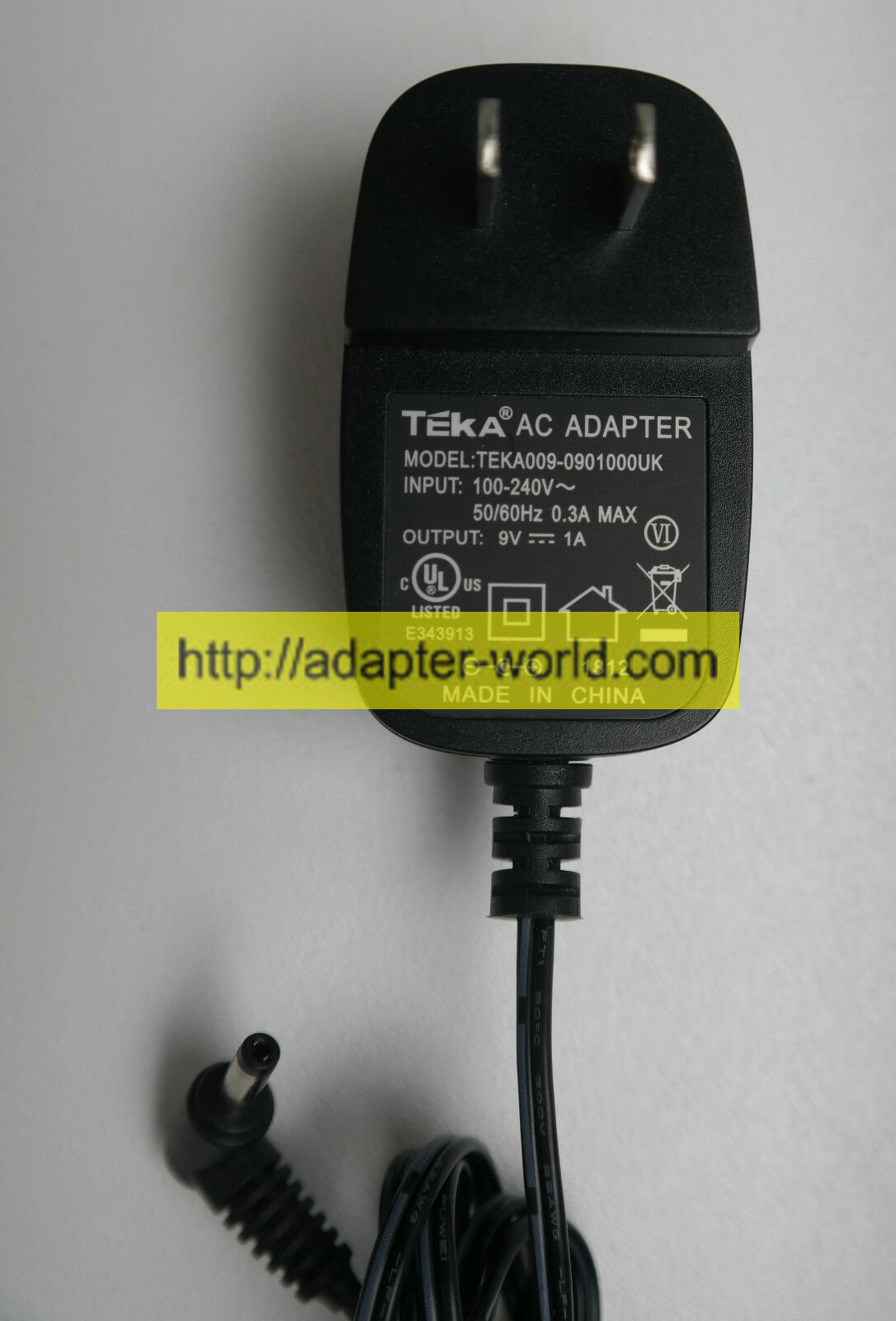 *100% Brand NEW* DC 9V 1A Teka TEKA009-0901000UK DVD AC Adapter Power Supply - Click Image to Close